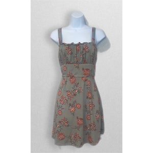 Trixxi Sage Green Coral Floral Printed Smocked Summer Tank Dress